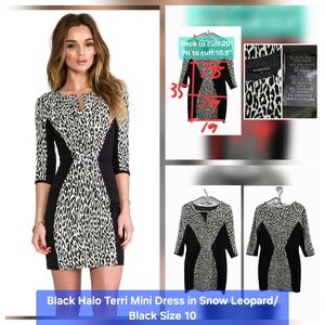 Black Halo Terri Mini Dress in Snow Leopard/Black Size 10